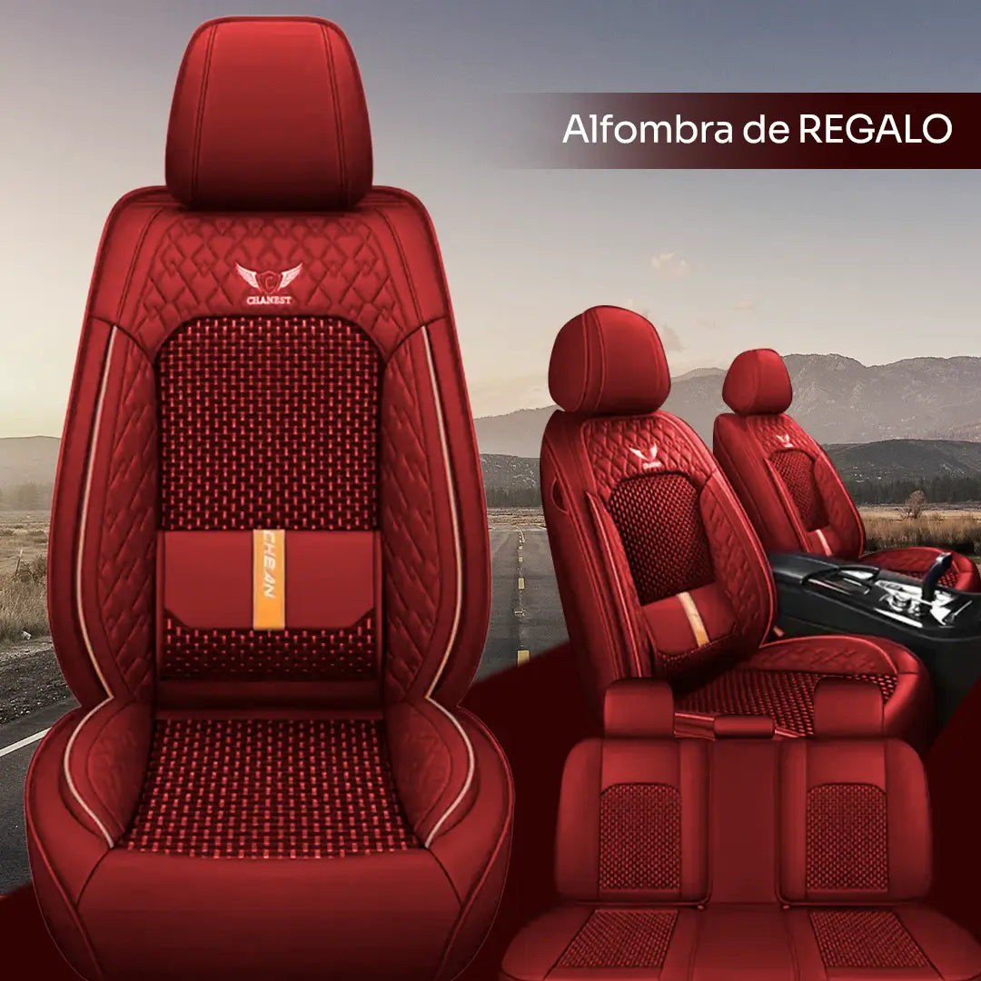 Funda Completa para Asientos de Auto en Cuero Legítimo + Juego de Alfombras Completo