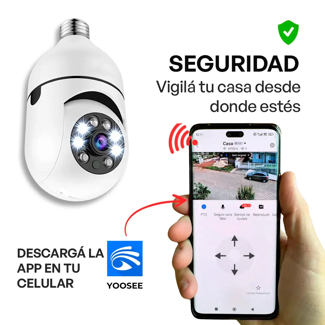 Llévate 4 y Pagá 1: Cámara de Seguridad 360° HD con Visión Nocturna + Cerradura Eléctrica