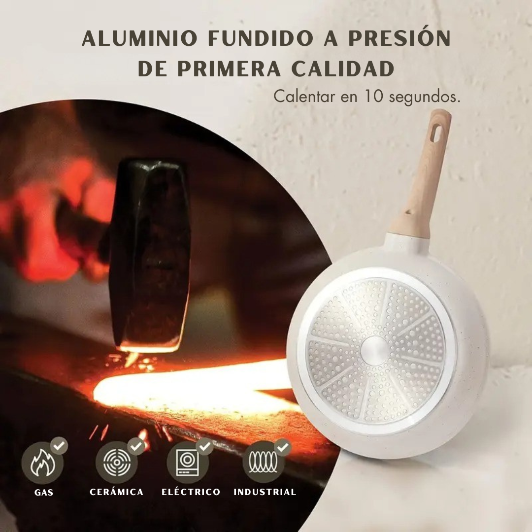 Pack Aravita 14 Piezas - Ollas Antiadherentes de Acero Inoxidable con Revestimiento de Granito + REGALO: 2 Soportes de Ollas