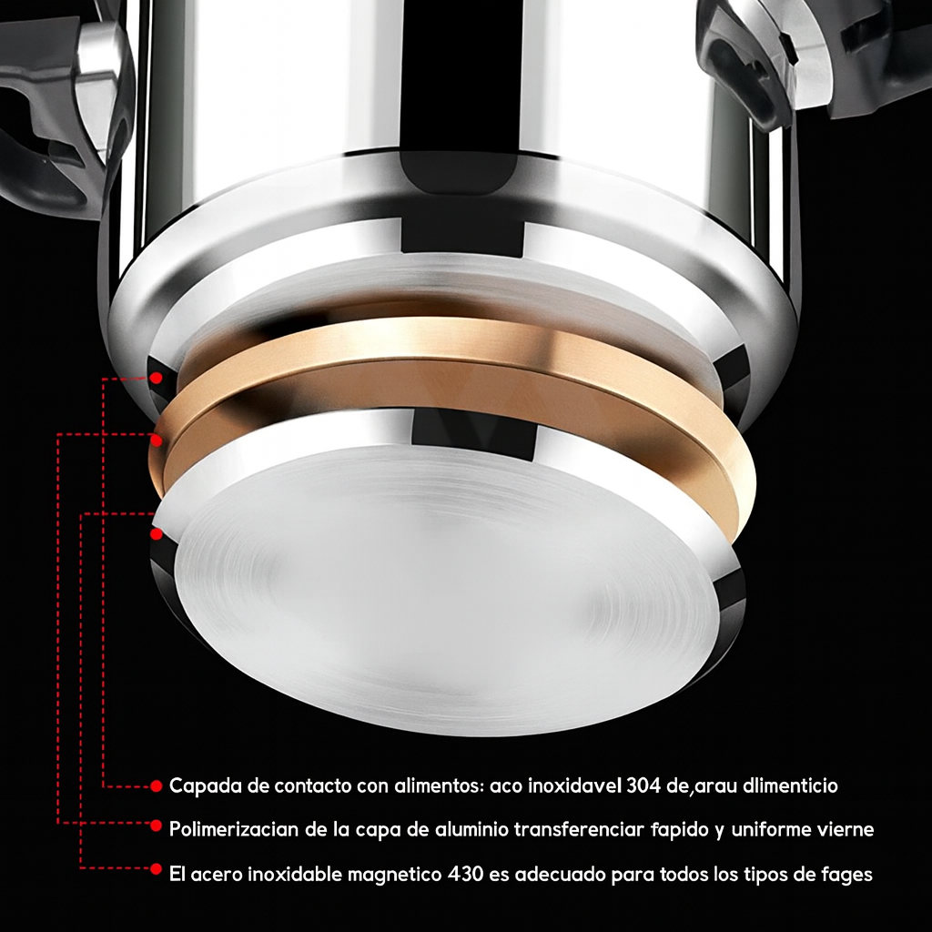 Llévate 2 y Pagá 1 - Olla a Presión MasterTurbo de Acero Inoxidable | A Prueba de Explosiones + REGALO: Kit de Utensilios